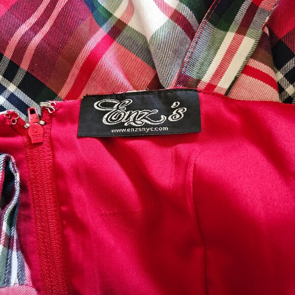 Enz’s Sweetheart Neckline Rectangular/Square Back A-Line Dress, S/M, Plaid - Picture 8 of 10